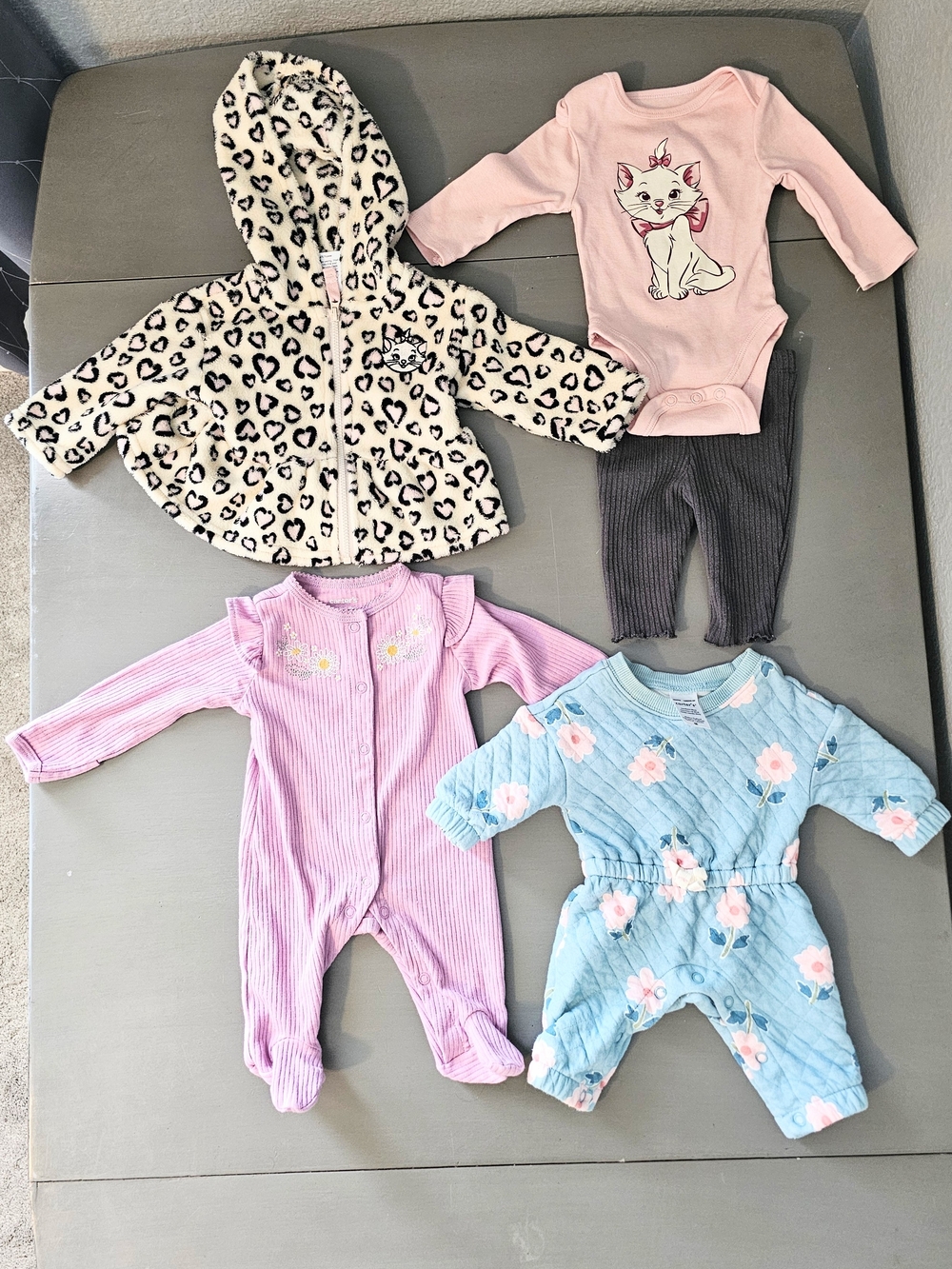 Newborn Baby Girl Bundle Disney Marie Carter’s Outfit Jacket Set EUC